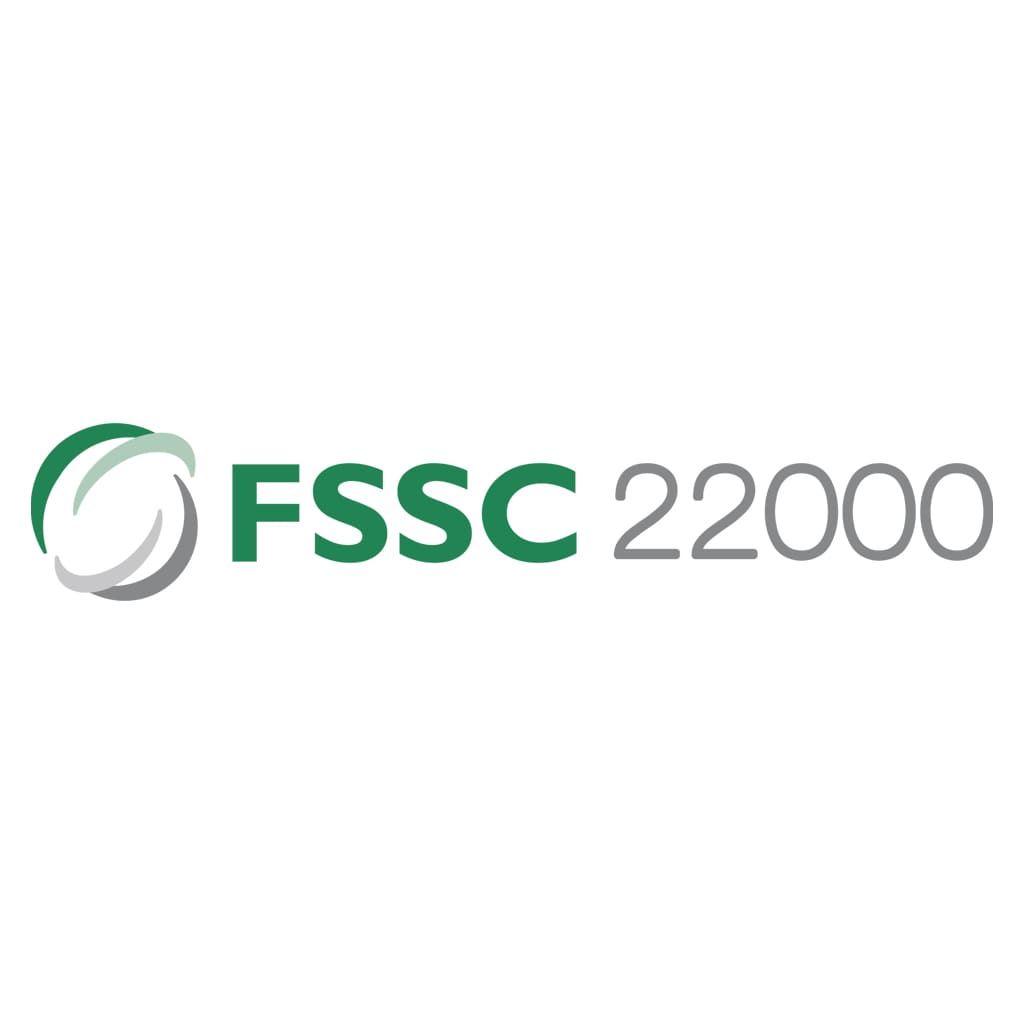 Лого на FSSC 22000 – водеща сертификационна схема за управление на безопасността на храните, базирана на ISO 22000 и призната от GFSI